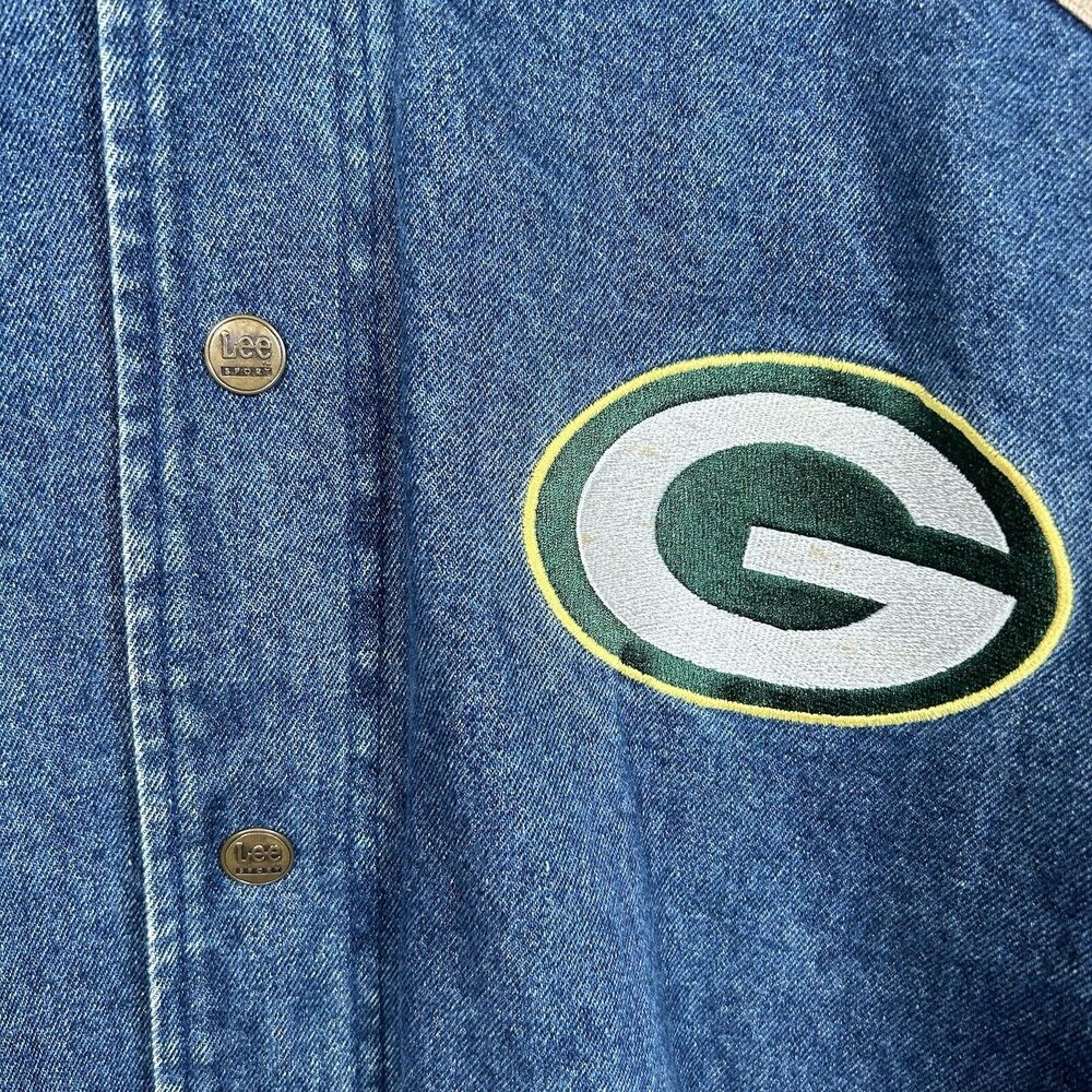 Lee Green Bay Packers Blue and Tan Denim Jacket - Picture 3 of 8